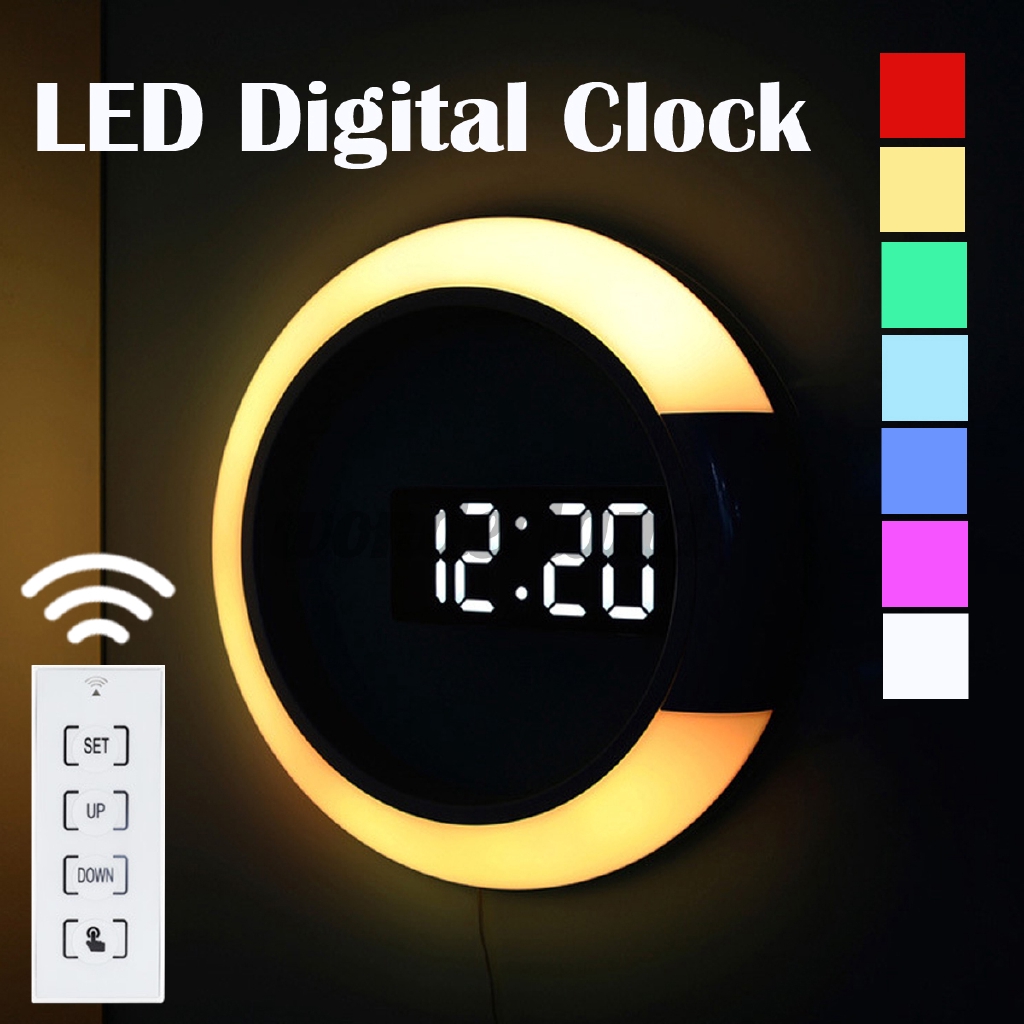 Remote Control Led Digital Wall Clock Creative LED Hollow Wall Clock