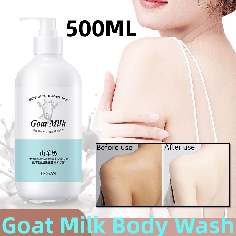 500ML Goat Milk Body Wash Nicotinamide Mousse Whitening Shower Gel