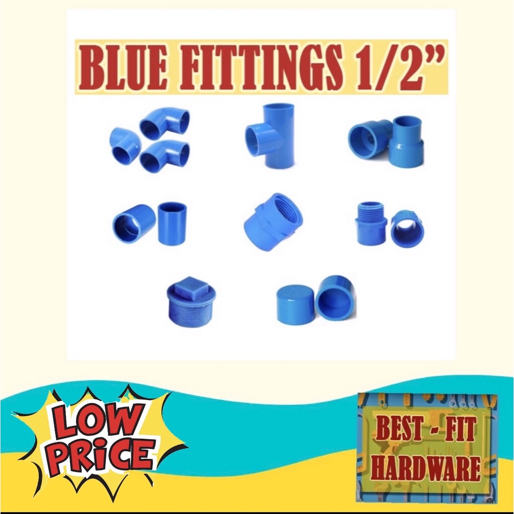 WHOLESALE BLUE PVC FITTINGS 1 2 ELBOW TEE COUPLINGS MALE