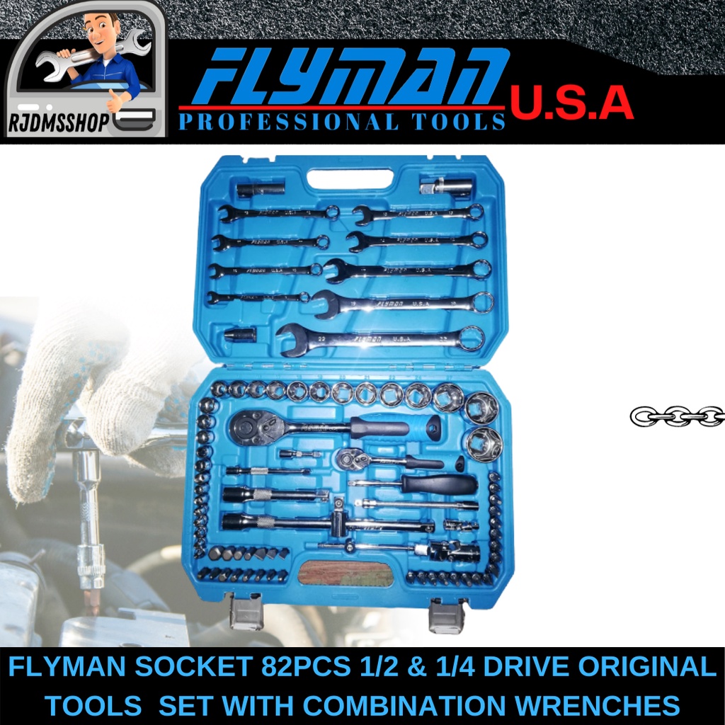 Rjdmsshop01 Flyman Socket 82Pcs 1 2 1 4 Drive Flyman 82Pcs Socket