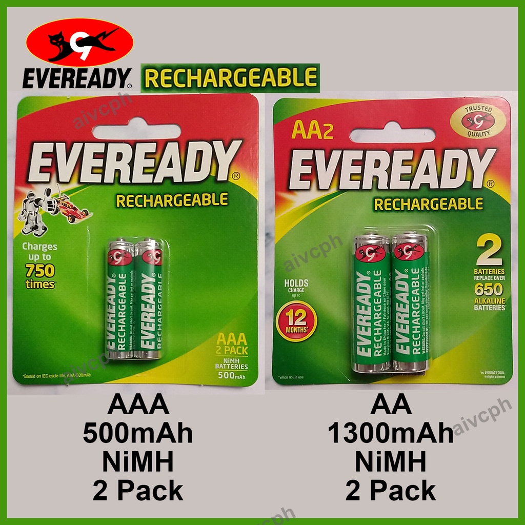 Eveready Rechargeable Aaa Mah Aa Mah Batteries Nimh