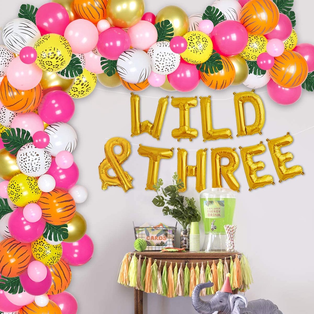 JOYMEMO Wild Three Party Decorations 75 Packs Safari Balloon