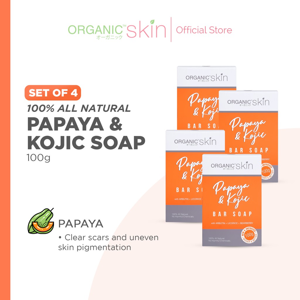 Organic Skin Japan Papaya Kojic Whitening Soap With Arbutin Set Of