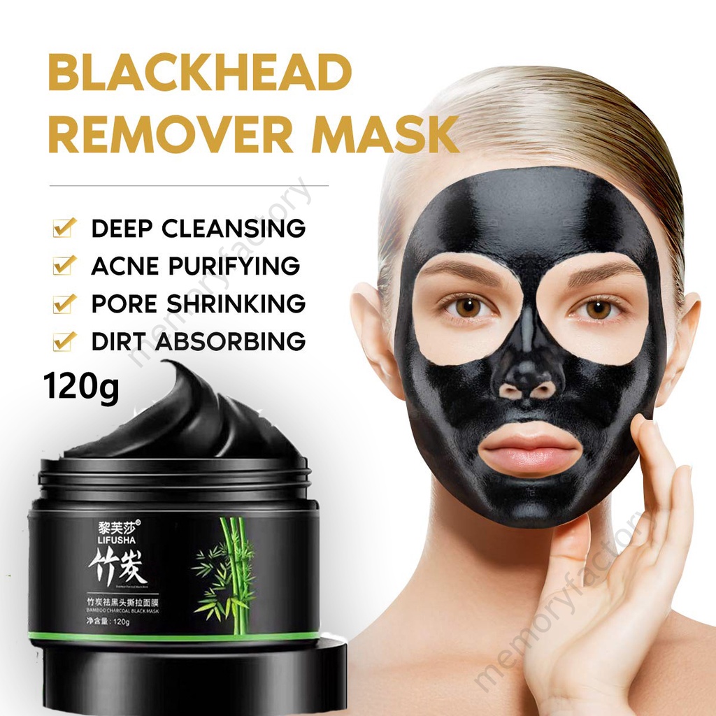 120g Lifusha Bamboo Charcoal Black Mask Whitening Detox Blackhead