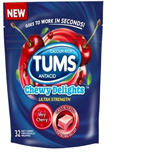 TUMS Chewy Delights Very Cherry Ultra Strength Antacid Soft Chews For