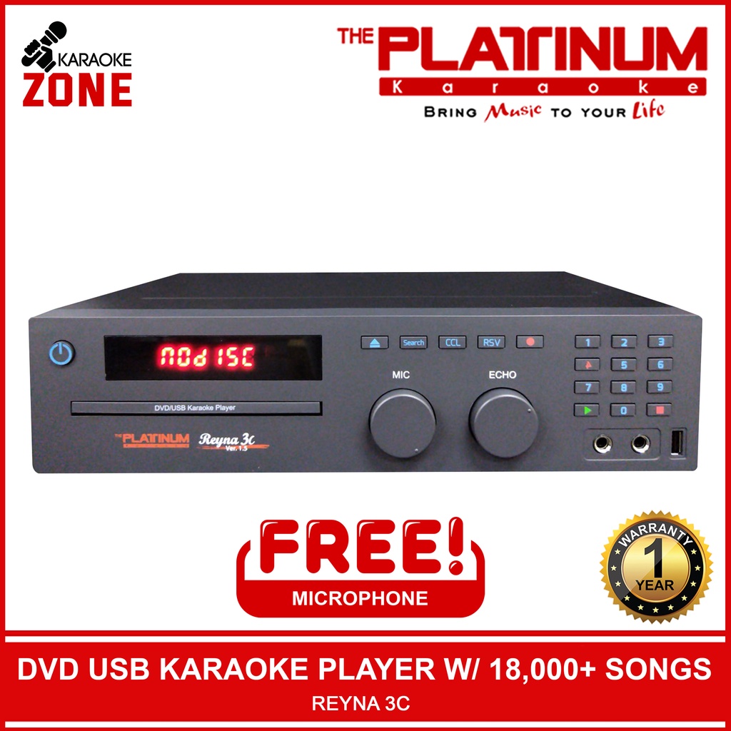 The Platinum Karaoke Reyna 3C Player 18 000 Songs With FREE Wired