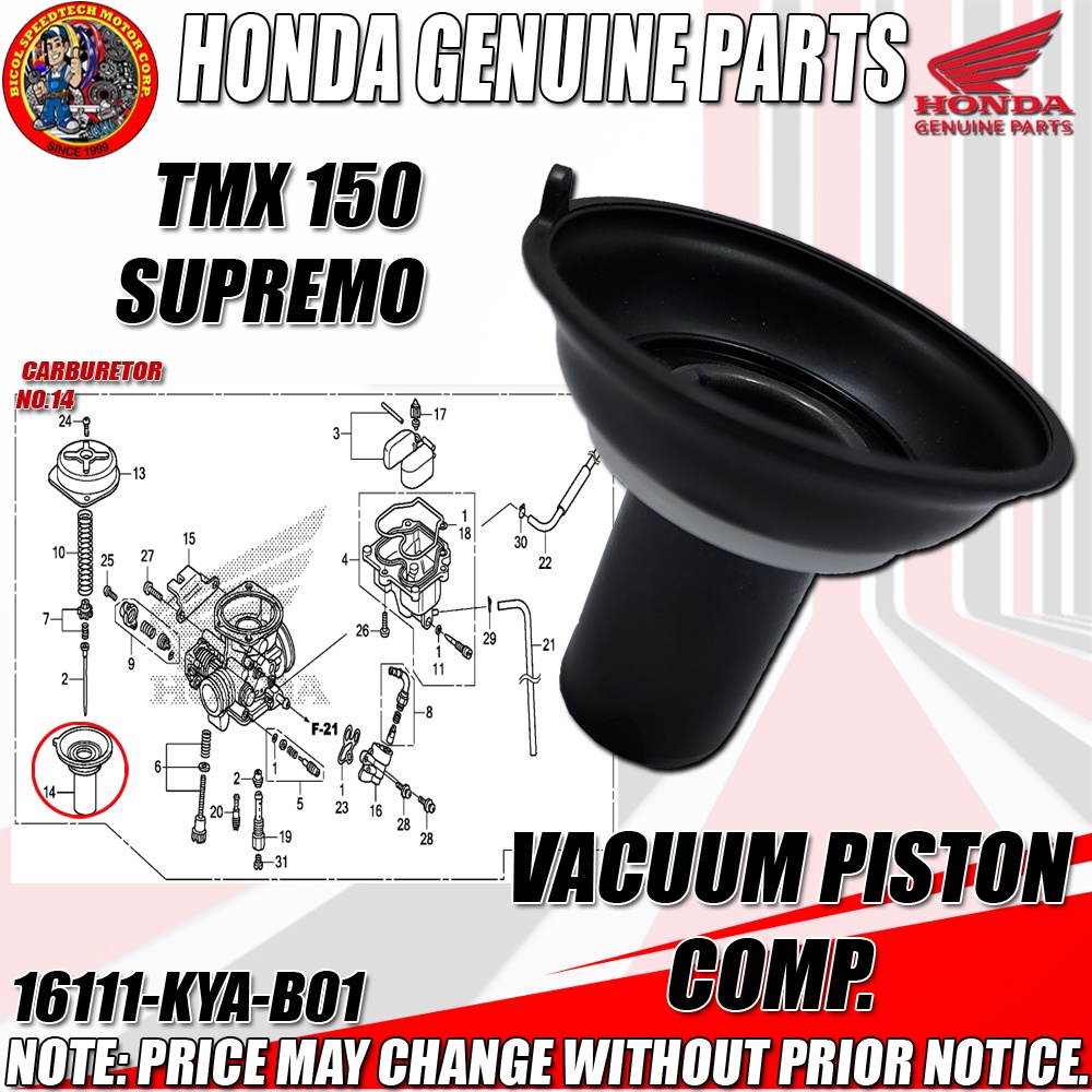 TMX 150 SUPREMO VACUUM PISTON COMP HPI GENUINE 16111 KYA B01