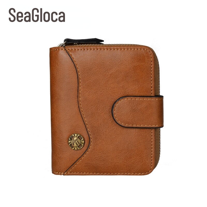 SeaGloca Vintage Men Wallet Short Slim Clutch PU Leather Purse Card