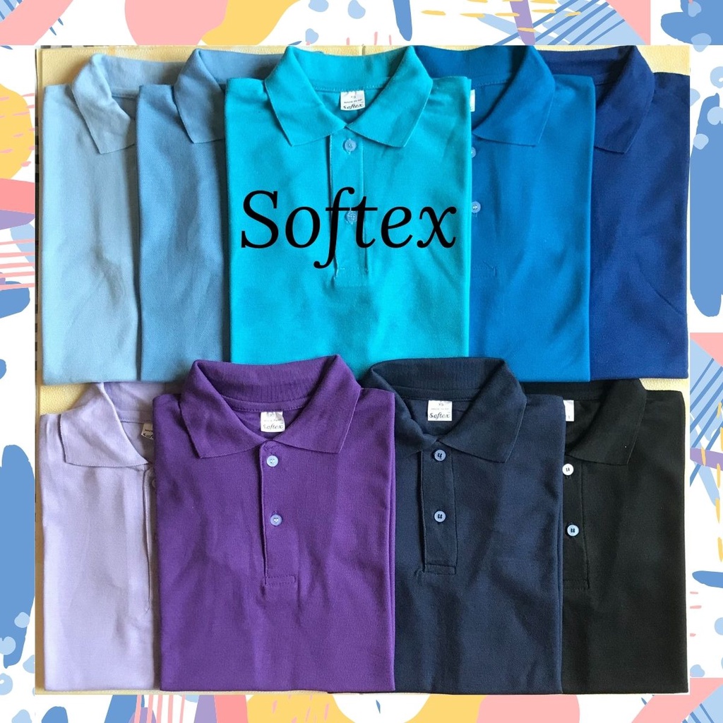 SOFTEX Unisex Plain Polo Shirt Honeycomb Collared Shirt Light Sky