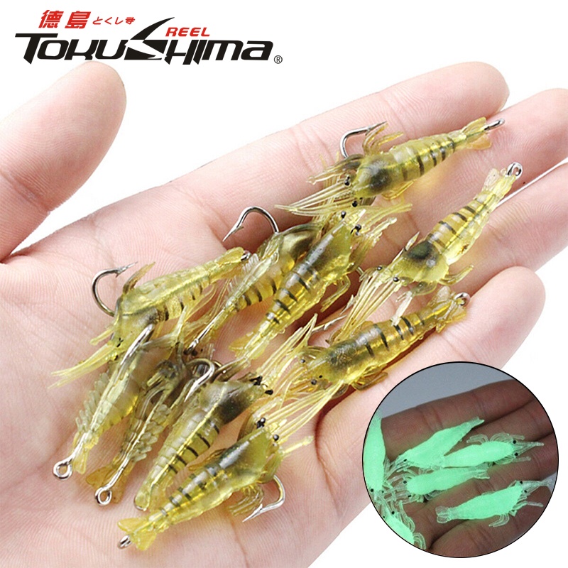 Cm Soft Fishing Luminous Shrimp Lure With Hook Swivel Beads Artificial