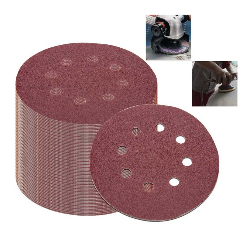 Pcs Sanding Sheet Orbital Sandpaper Disc Inch Hook Loop Pad