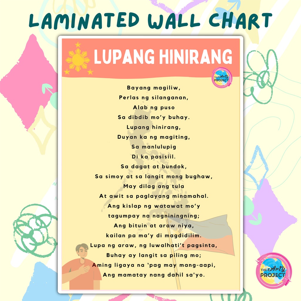Lupang Hinirang Pambansang Awit Laminated Wall Chart A Lazada Ph The
