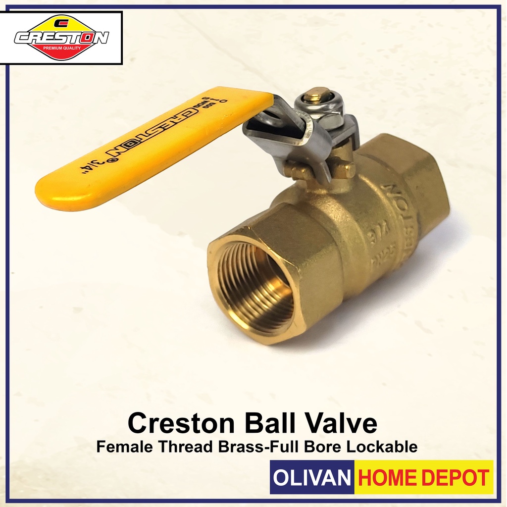 CRESTON Female Thread Brass Ball Valve Full Bore Lockable CCA 001 CCA