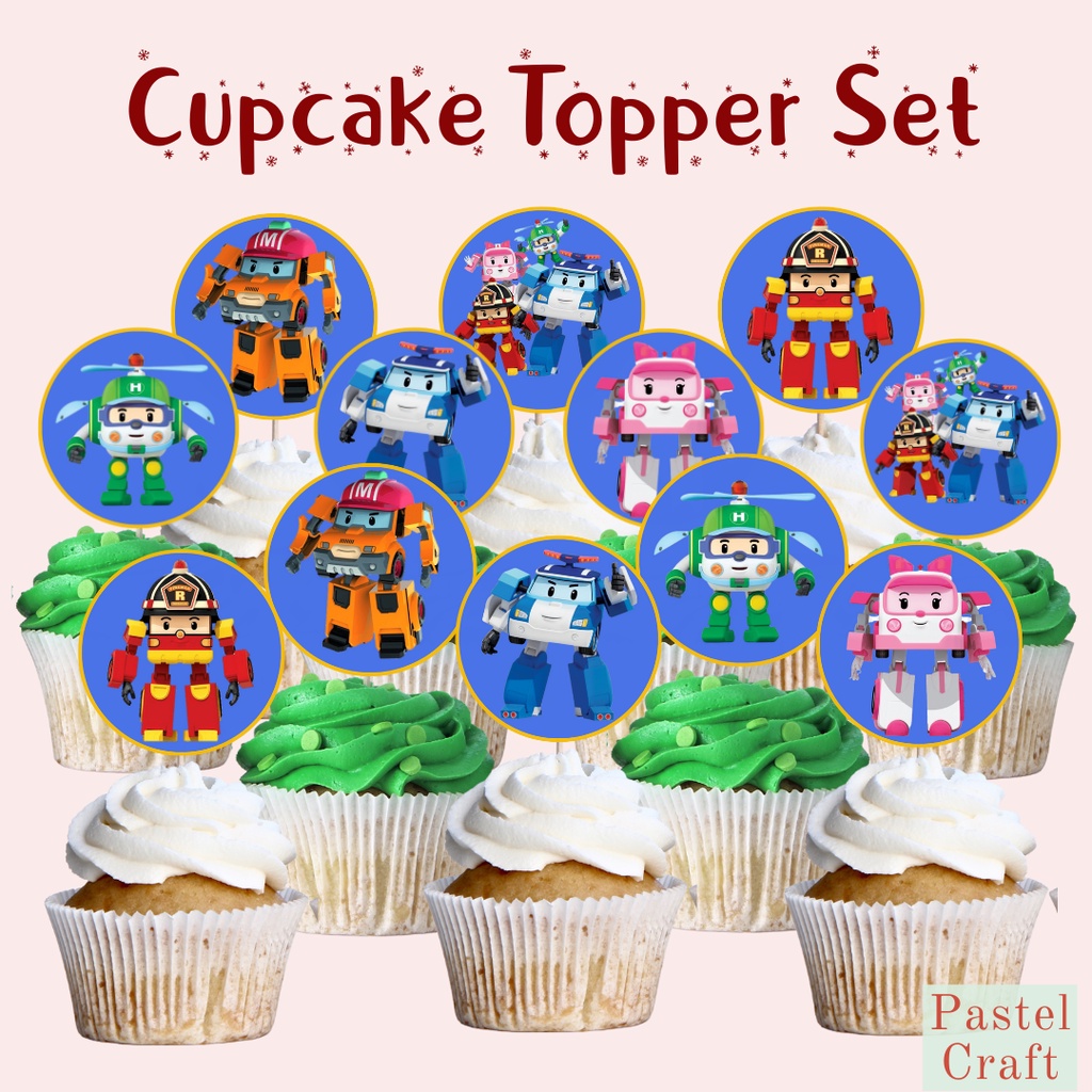 Robocar Poli Pcs Pack Customized Cupcake Toppers For Parties