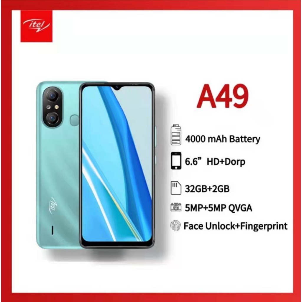 ITEL A49 Smart Phone LTE 32GB ROM 2GB RAM 6 6 HD Waterdrop Full