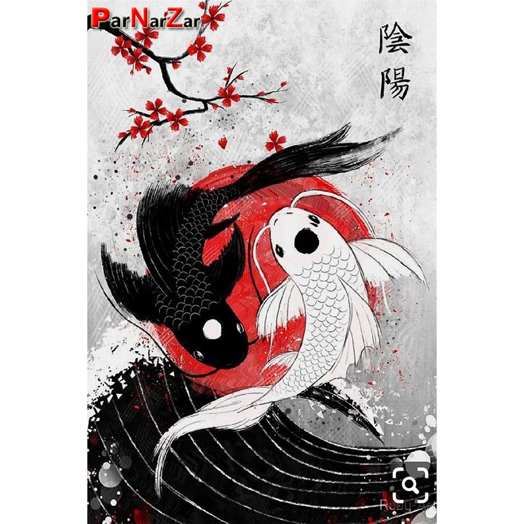 Parnarzar D Diy Diamond Painting Yin Yang Fish Taiji Diagram Japanese