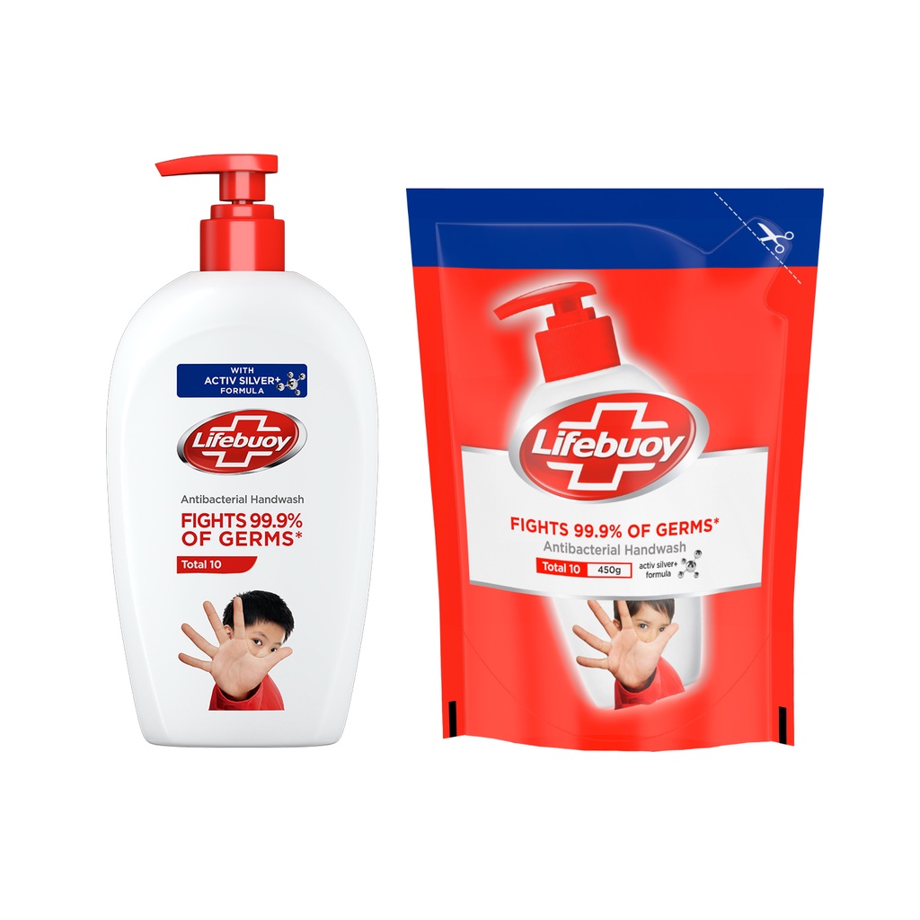 BUNDLE OF 2 Lifebuoy Antibacterial Hand Wash Total 10 450ml Pump