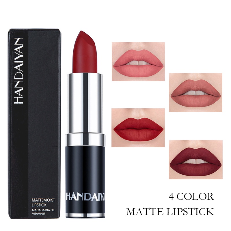 HANDAIYAN 4 Colors Makeup Lipstick Matte Long Lasting Waterproof Nude