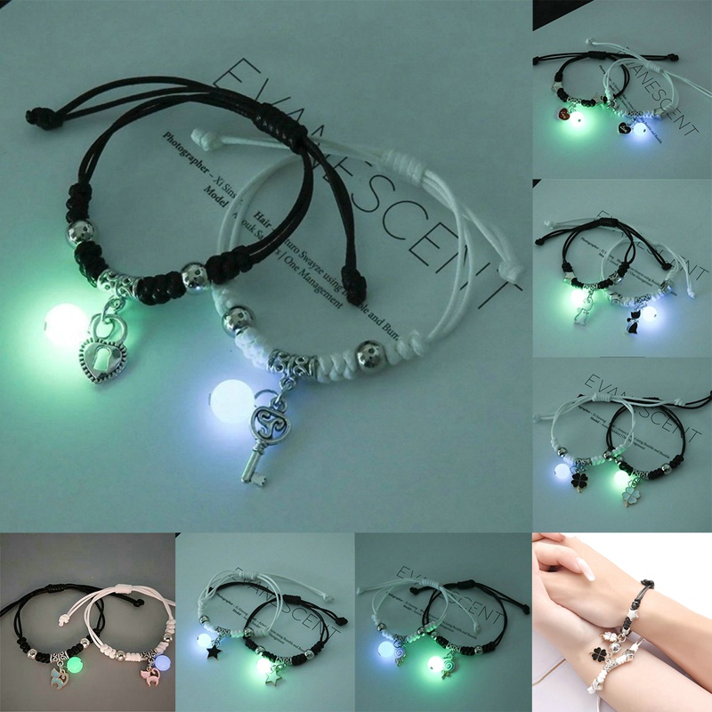 2Pcs Luminous Magnetic Couple Bracelet Friendship Trio Bracelet