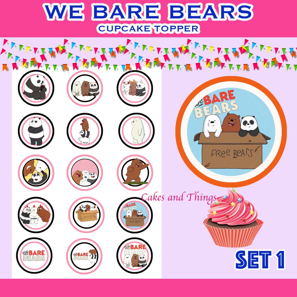 We Bare Bears Cupcake Topper Pcs Shopee Philippines