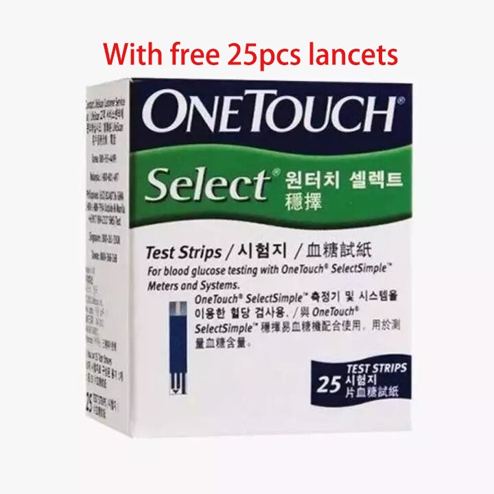 One Touch Onetouch Select Simple Blood Glucose Test Strips 25s Free