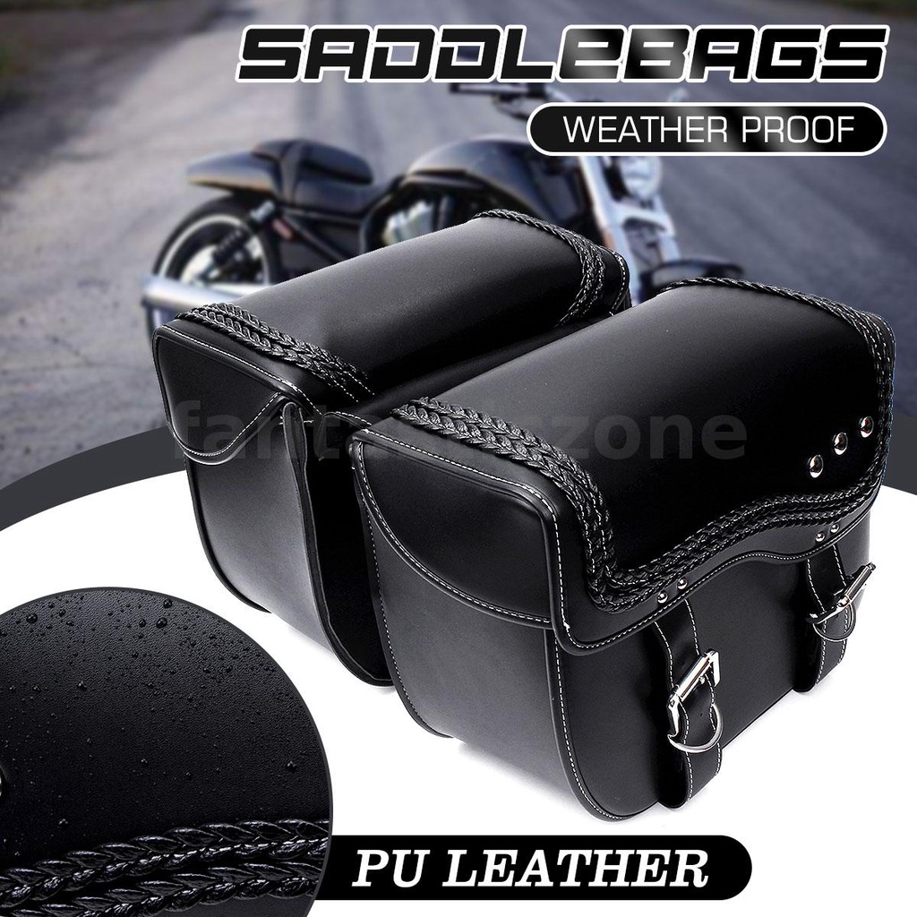 Pcs Pu Leather Motorcycle Side Saddle Bags Saddlebags Luggage Panier