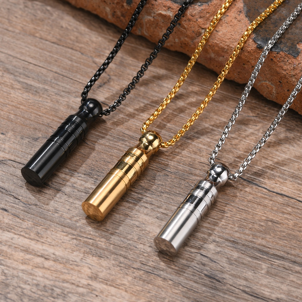 Vnox Cylinder Cremation Necklace For Ashes Memorial Ashes Necklace