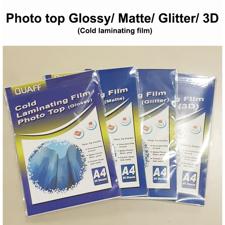 Quaff Photo Top A4 Glossy Matte Glitter 3D Cold Laminating Film