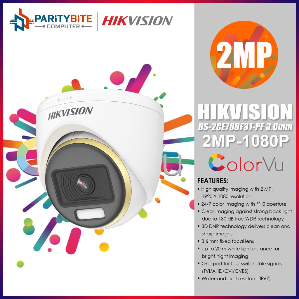 Hikvision Ds Ce Df T Pf Mp Mm Colorvu Fixed Turret Camera