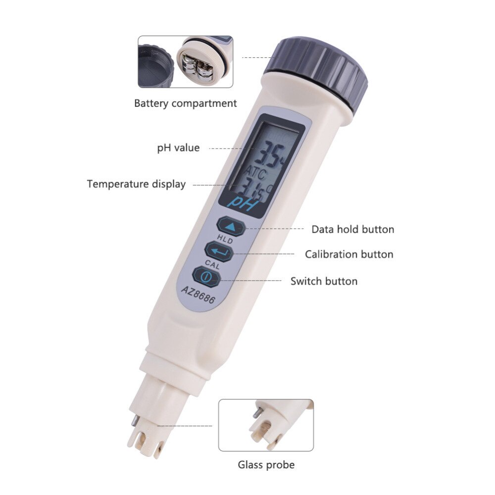 Az Waterproof Portable Ph Meter Pen Quality Industri Aquarium