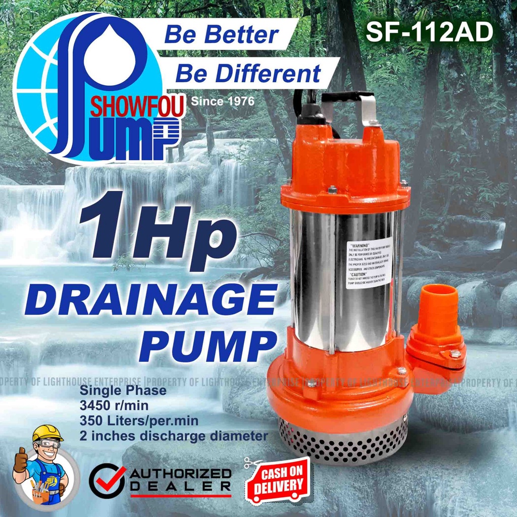 SHOWFOU 1HP Submersible Drainage Pump Sewage Submersible Pump SF