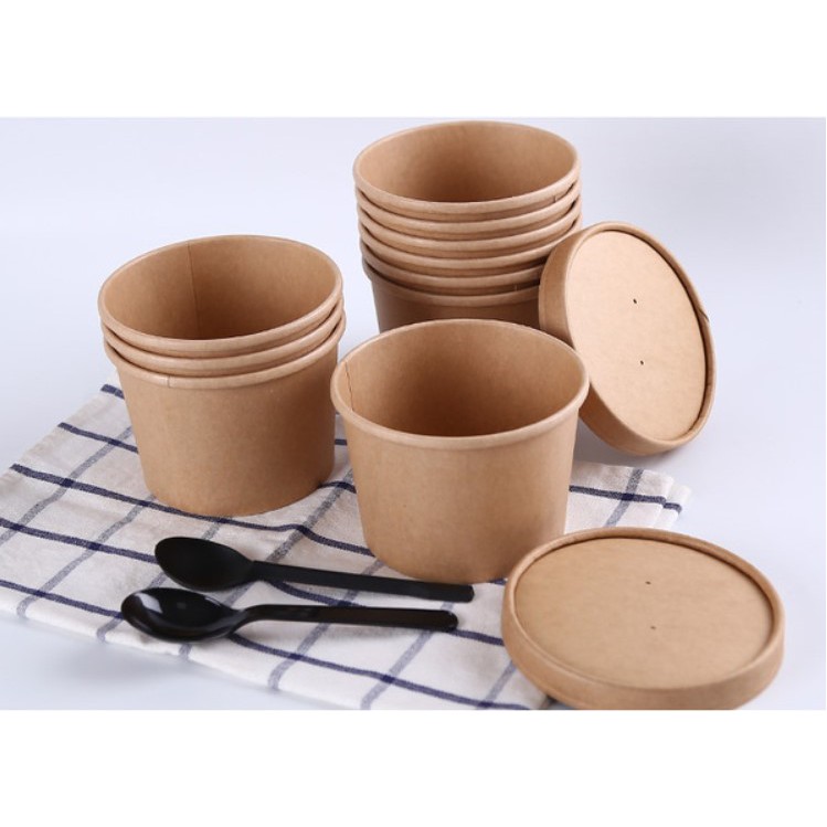 25 Pcs Kraft Paper Bowls Disposable Eco Friendly Takeaway Packaging