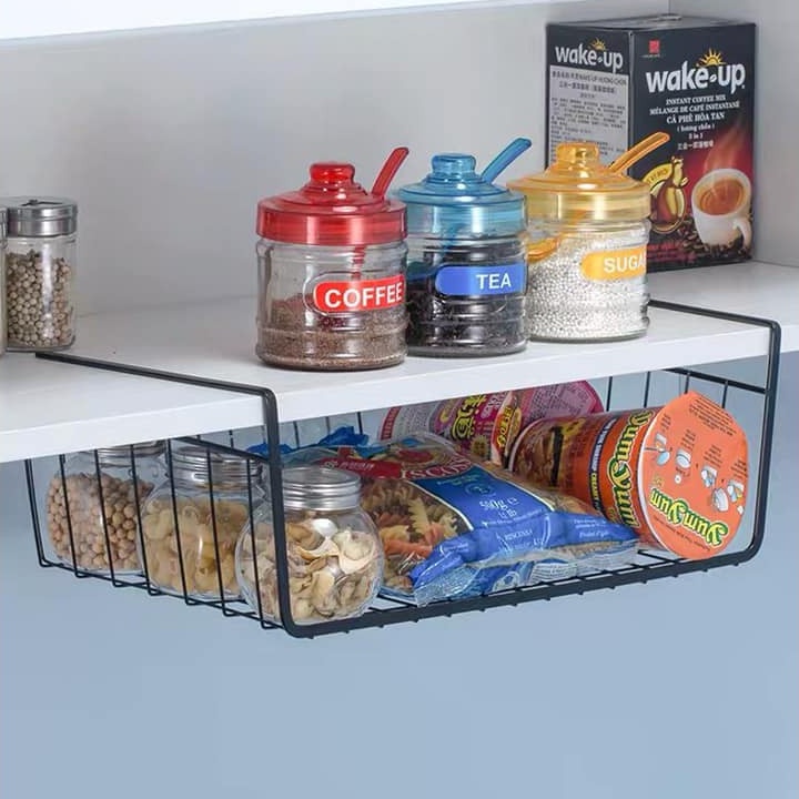 Under Shelf Table Storage Basket Rack Desk Wire Cabinet Hanging Rack