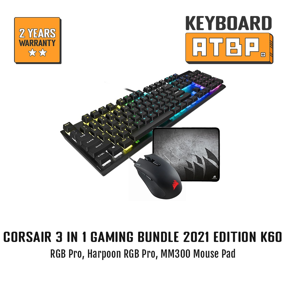 Corsair 3 In 1 Gaming Bundle 2021 Edition K60 RGB Pro Harpoon RGB Pro