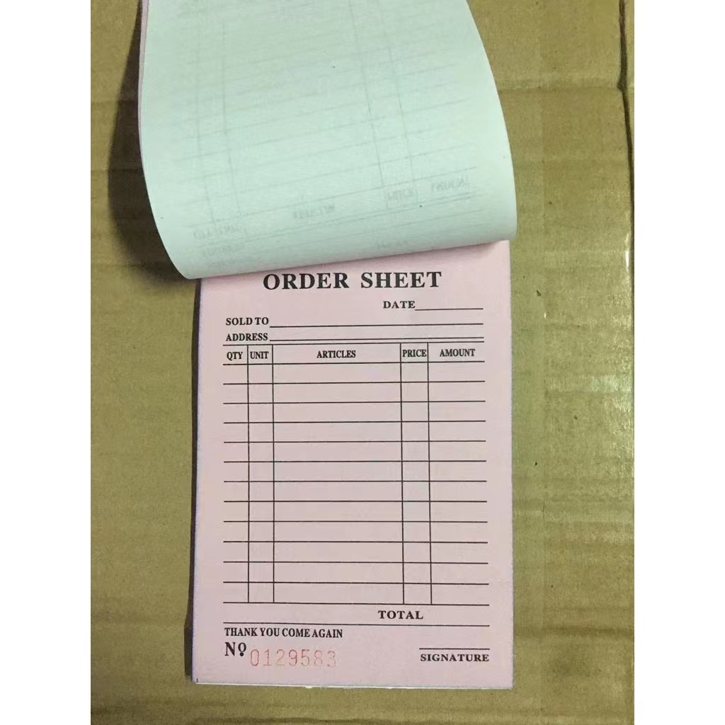 ORDER SHEET Receipt Small Size Order Sheet List 9x13cm Duplicate And