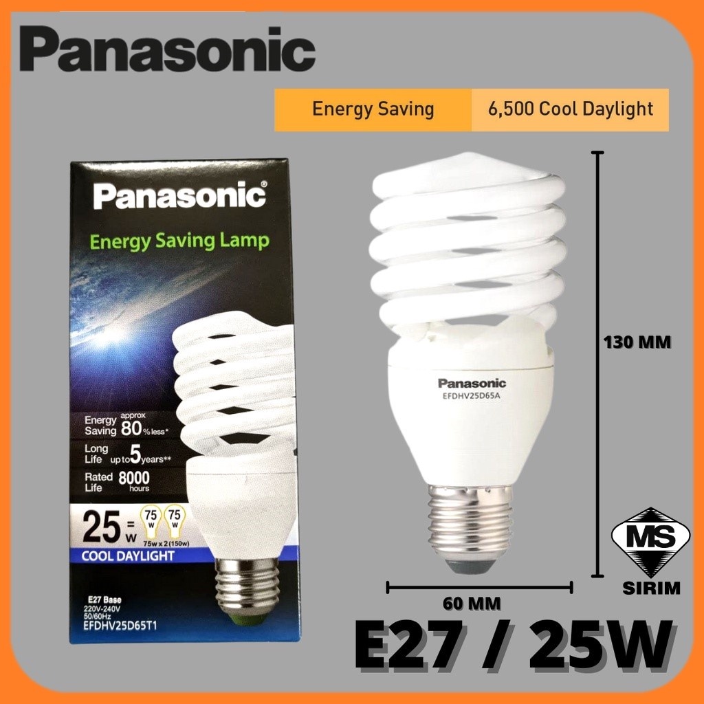 Sirim Approved Panasonic Energy Saving Lamp Bulb W W E Base