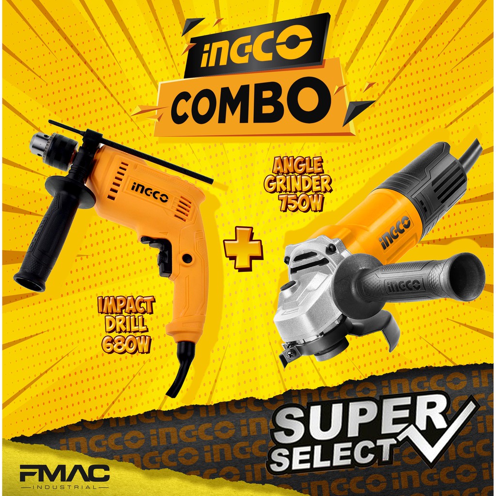 Ingco Combo Angle Grinder Ag Impact Drill Id Fmac