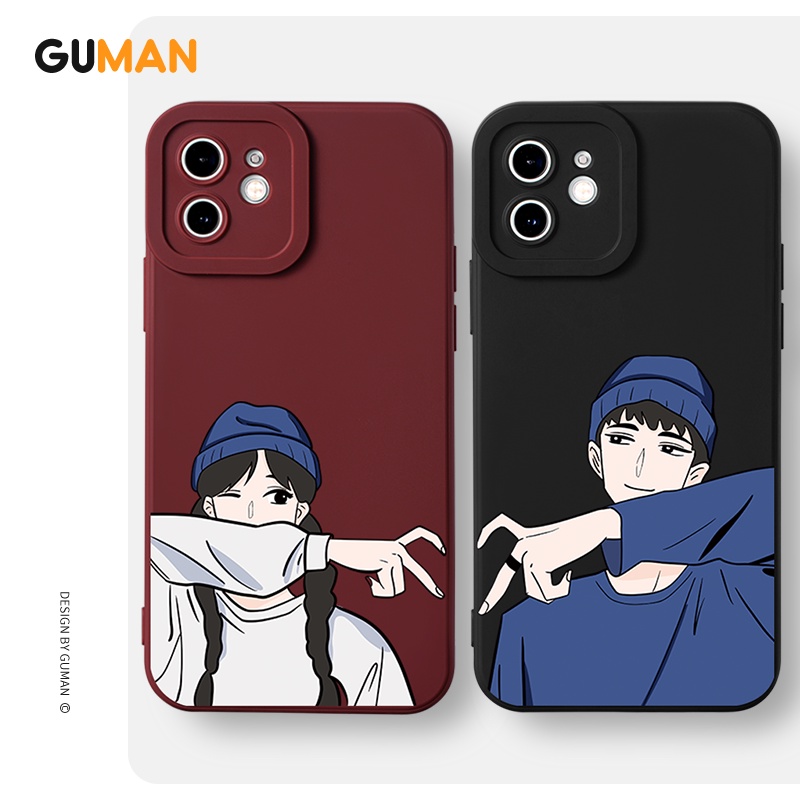 GUMAN Soft Silicone Matching Couple Set Cute Funny Shockproof Square