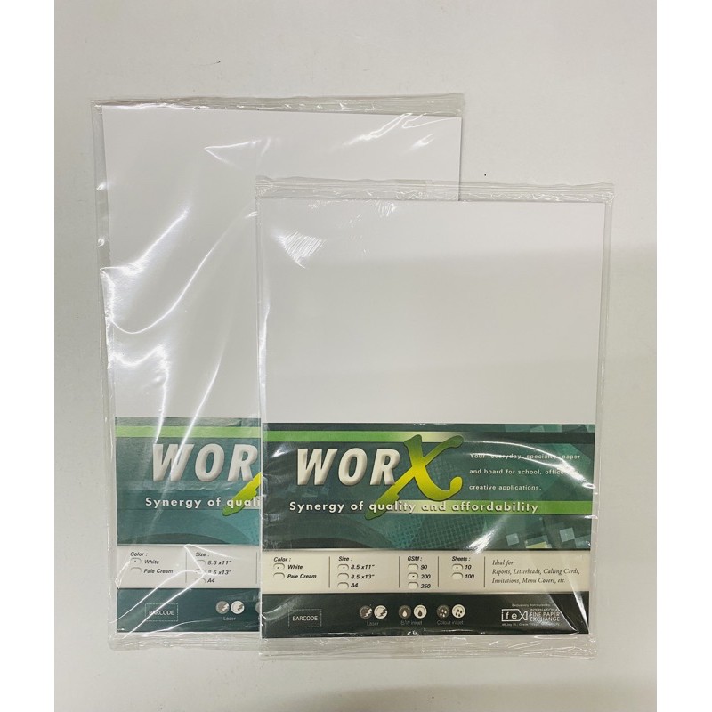 1 Pack WORX Vellum Board 200 GSM White Short Long Shopee Philippines