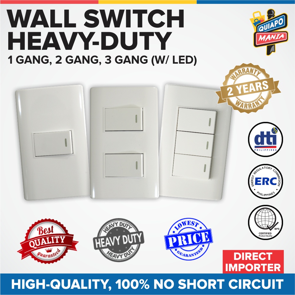 Heavy Duty Wall Light Switch W LED Wide Series 1 2 3 Gang 2 YEARS