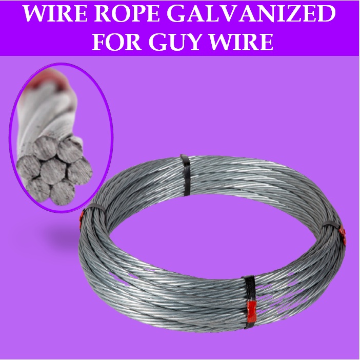 5m 10m Guy Wire Standard 1x7 4 2mm 10mm Galvanized Steel Wire Strand