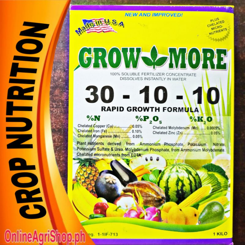 GROW MORE SAGREX 30 10 10 WATER SOLUBLE FOLIAR FERTILIZER 1KG Shopee