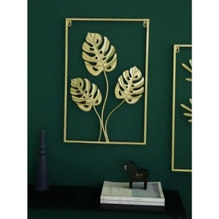 Metal Wall Decor With Square Frame Leaf Art Gold Framed Leaves For Home