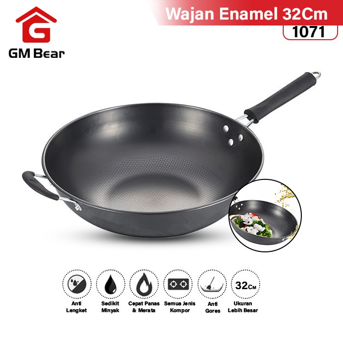 Teflon Anti Stick Frying Pan 32cm 1071 Thexed Enamel 32cm Quality T4E9