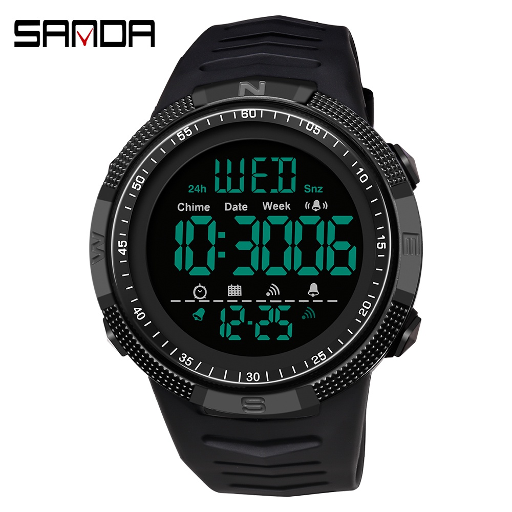 SANDA 2023 Super Slim Digital Watch Men Waterproof 3ATM Men Watches