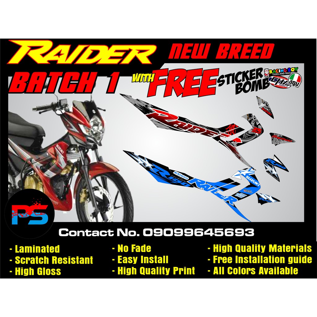 Raider R New Breed Carb Full Set Sticker Decals Batch Shopee