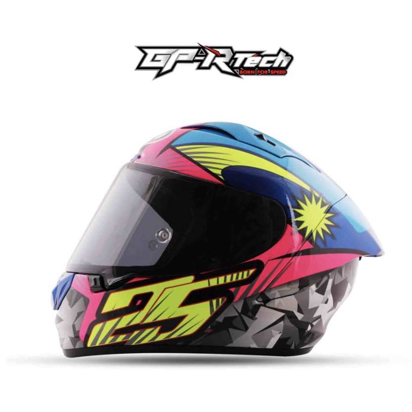 NHK Helmet GPR TECH V2 Azlan Shah 25 Long Spoiler Double D Ring Free