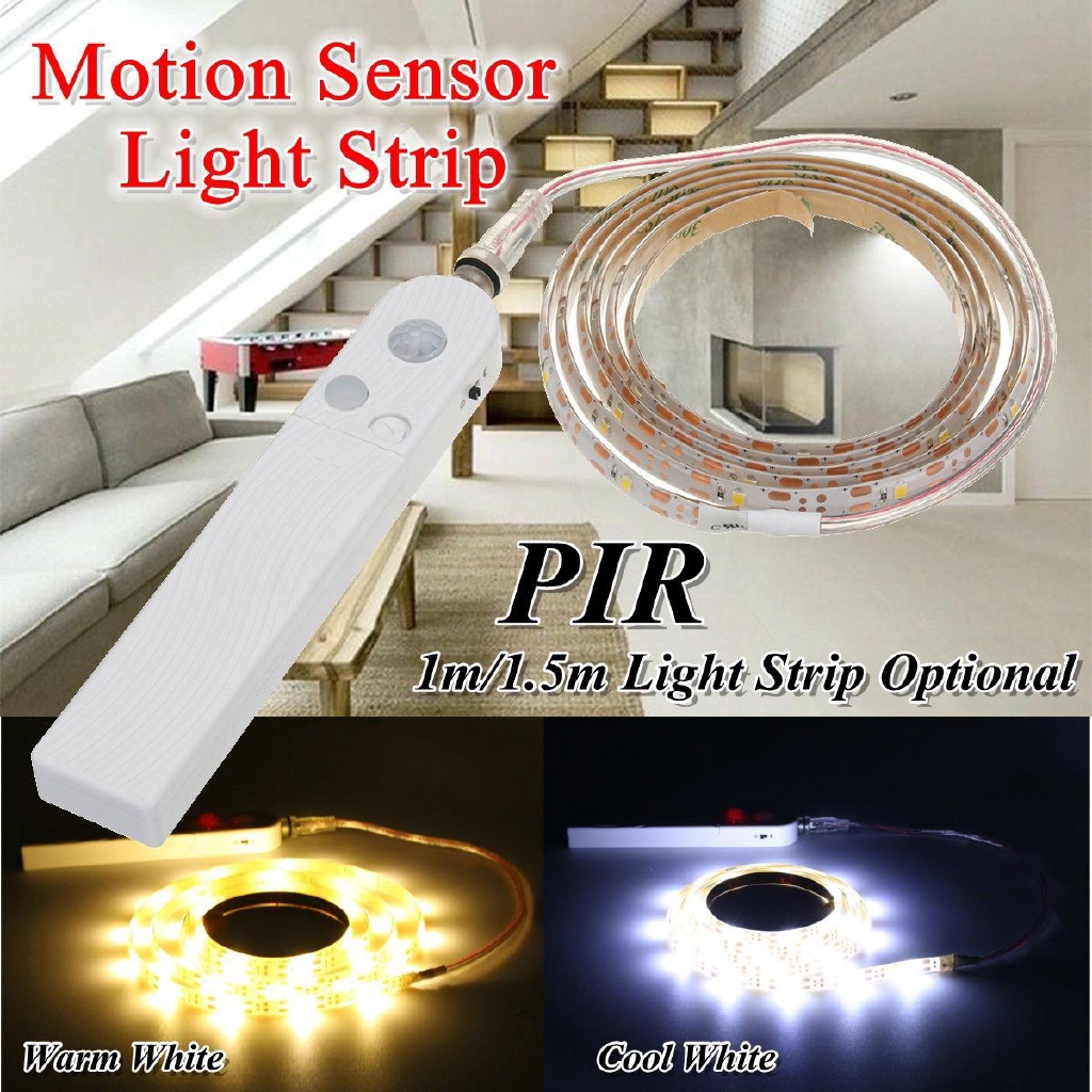 Pir Motion Sensor Led Strip Battery Wireless Light Stairs Cabinet