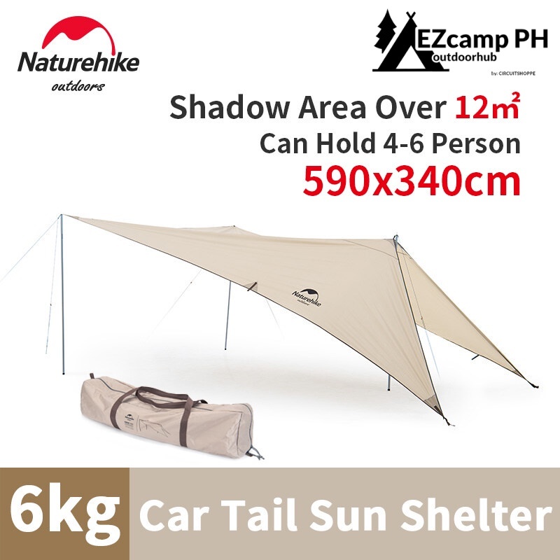 Naturehike Outdoor Gabled Car Back Tail Tarp Shelter 150D Large Area