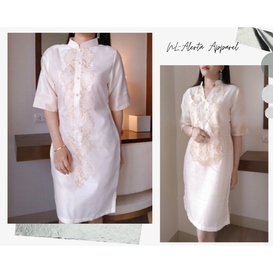 Modern FILIPINIANA Dress Silk BARONG TAGALOG Philippine Lupon Gov Ph